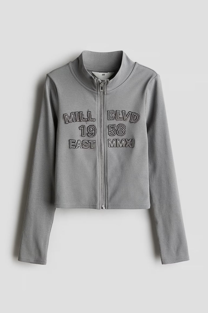 H&M Motif-detail Zip-front Top