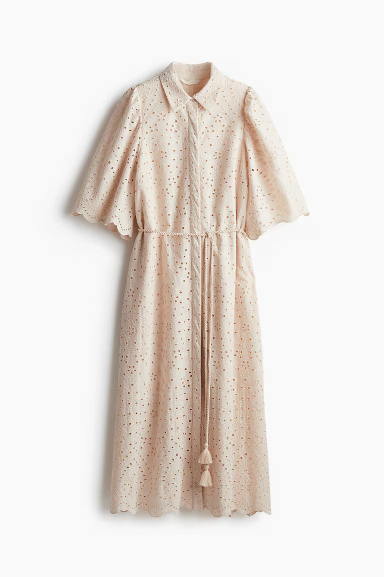 H&M Eyelet Embroidered Shirt Dress