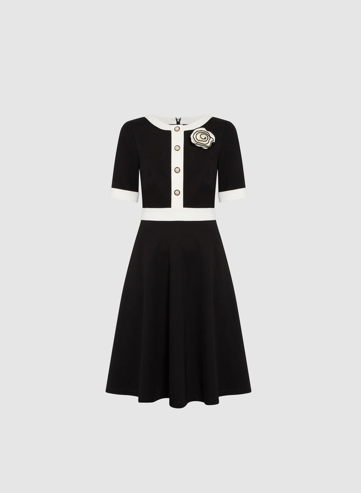LAURA Rosette Embellished Knit Dress