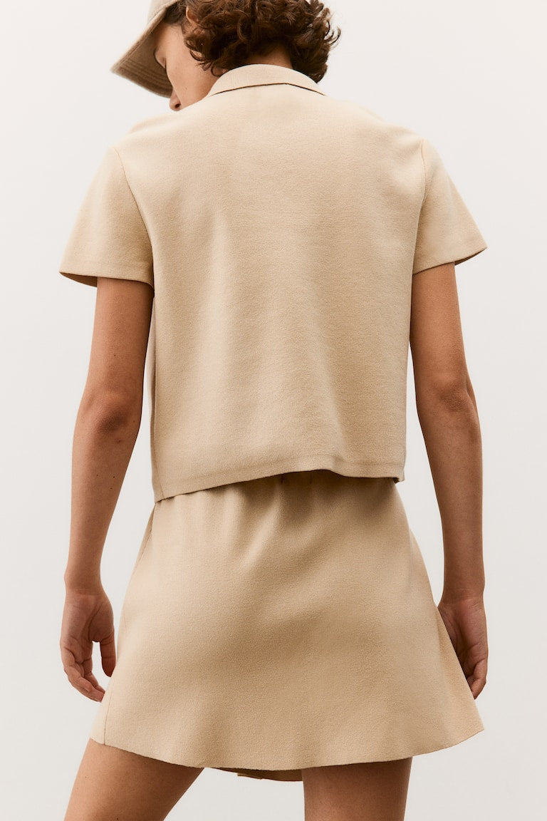 H&M Button-Front Fine-Knit Skirt