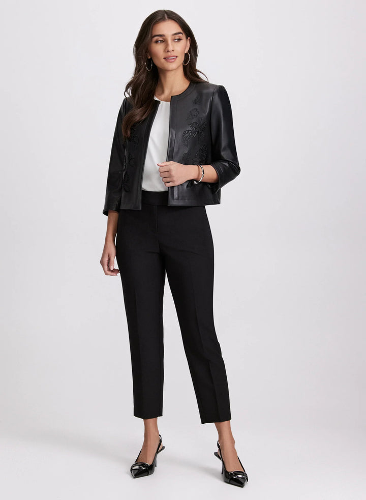 LAURA Embroidered Vegan Leather Jacket