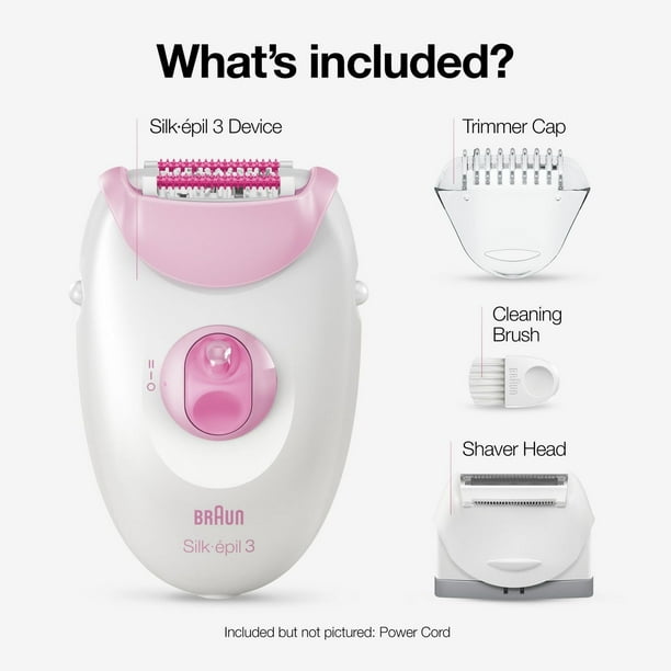 Braun Silk-épil 3 3-270, Epilator for Women for Long-Lasting Hair Removal, White/Pink, 1CT