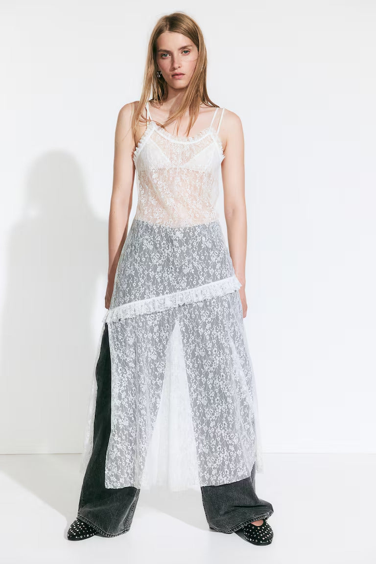 H&M Ruffle-trimmed Lace Dress