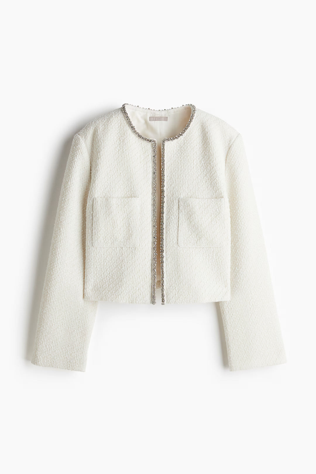 H&M Rhinestone-Embellished Bouclé Jacket