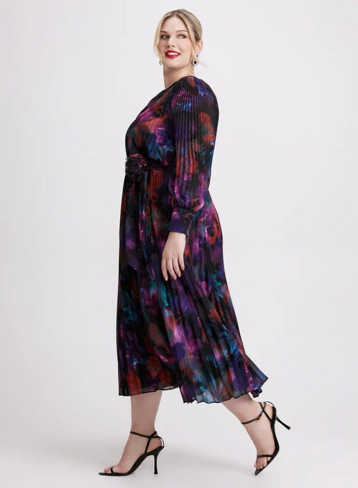 LAURA Joseph Ribkoff - Floral Plissé Midi Dres