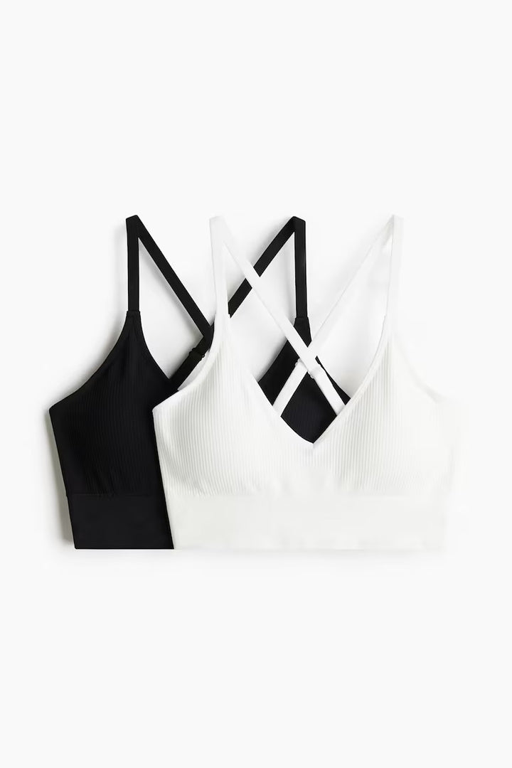 H&M 2-PACK MEDIUM SUPPORT SPORTS BRAS WITH DRYMOVE™
