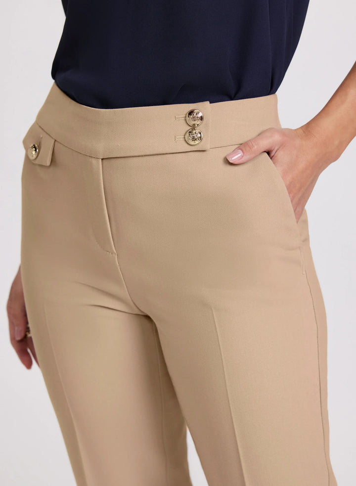 LAURA Emma Embossed Button Slim-Leg Pants