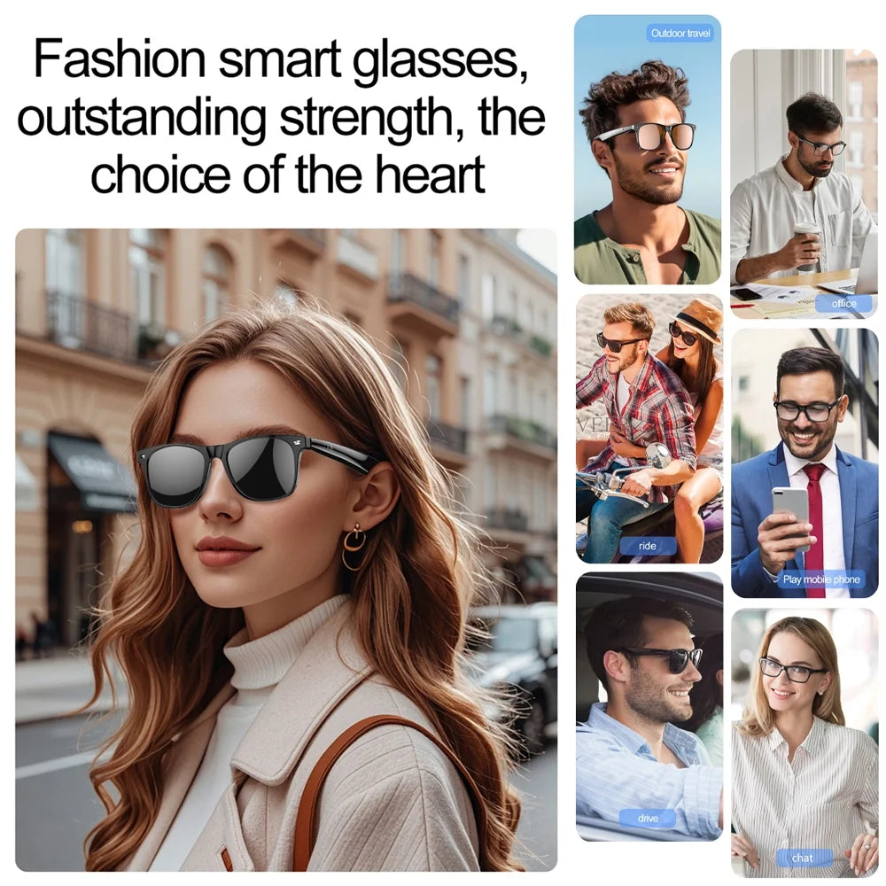 Mingdaln Wireless Bluetooth Glasses for Men and Women, Smart Glasses with Open-Ear Voice Control & Calling, Anti-Blue Light, AI Assistant & Translation for Traveling and Driving