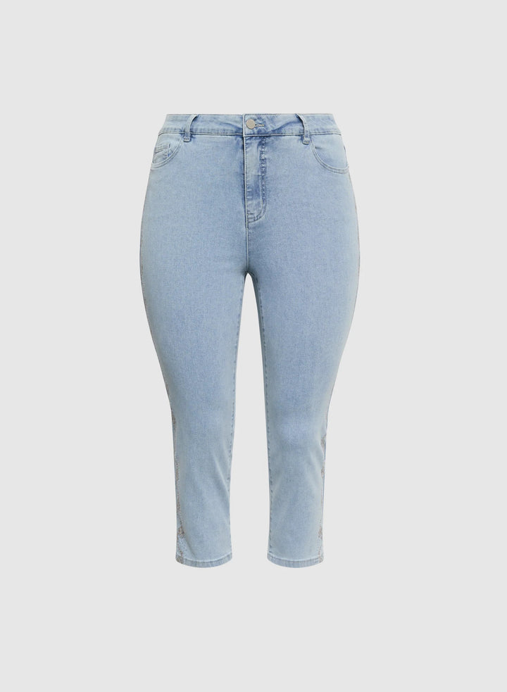 LAURA Stone Embellished Straight-Leg Jeans