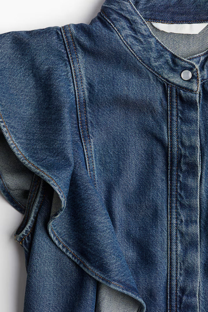 H&M Flounce-Trimmed Denim Dress