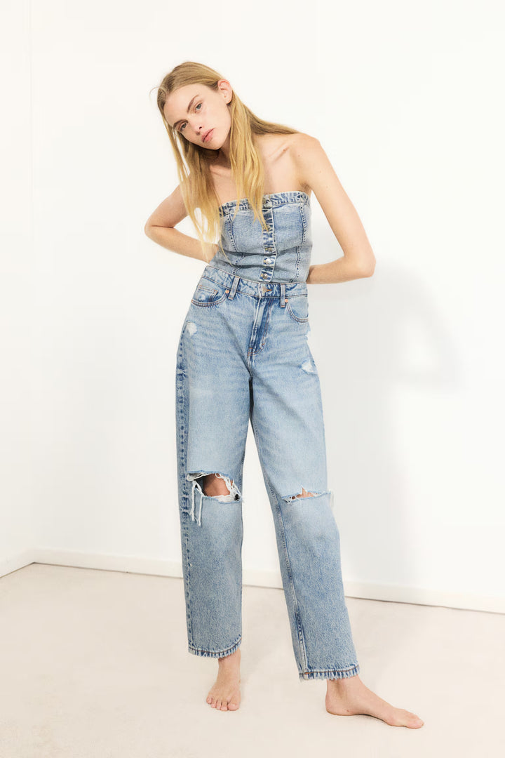 H&M High Rise Barrel Leg Jeans