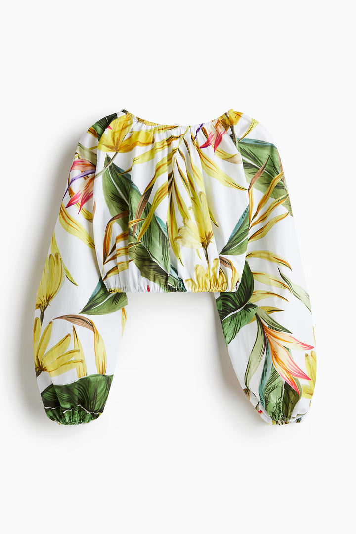 H&M Cropped Poplin Blouse