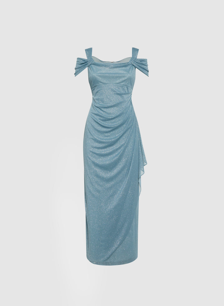 LAURA Draped Glitter Dress