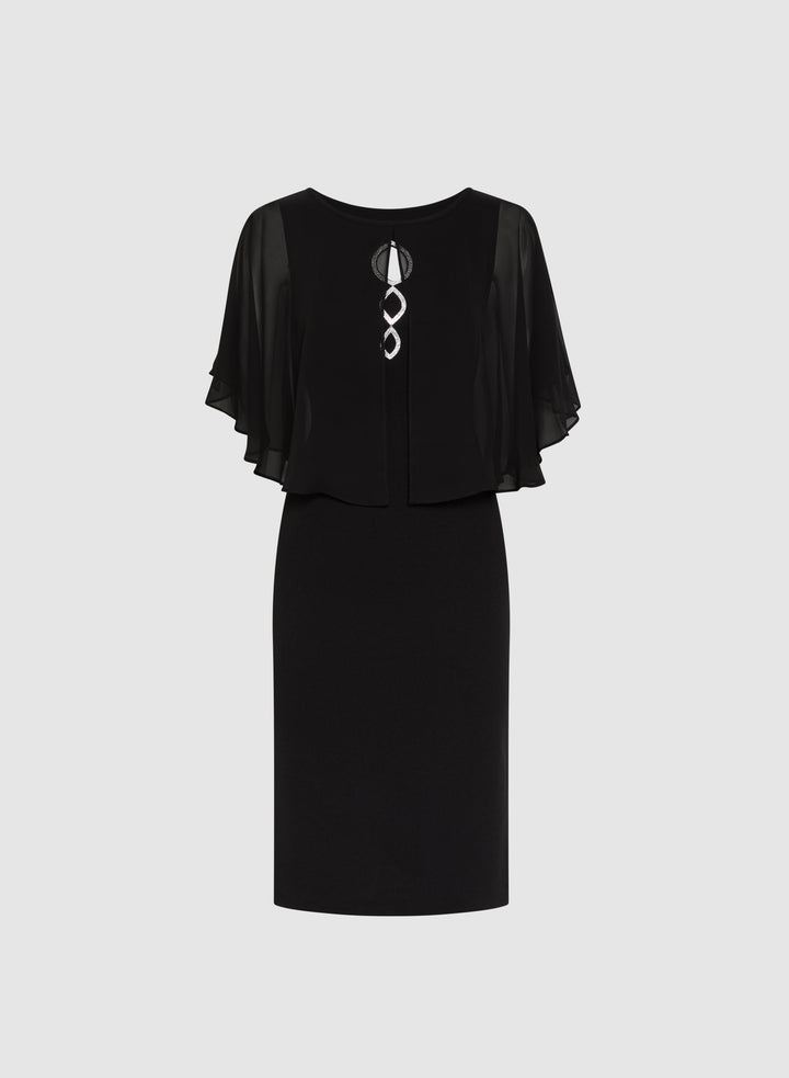 LAURA Sheer Capelet Overlay Dress