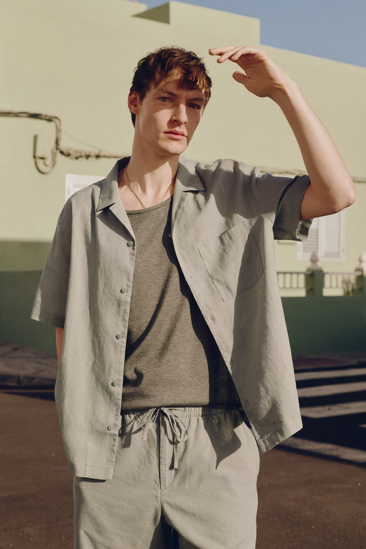 H&M Regular-Fit Short-Sleeved Linen-Blend Shirt