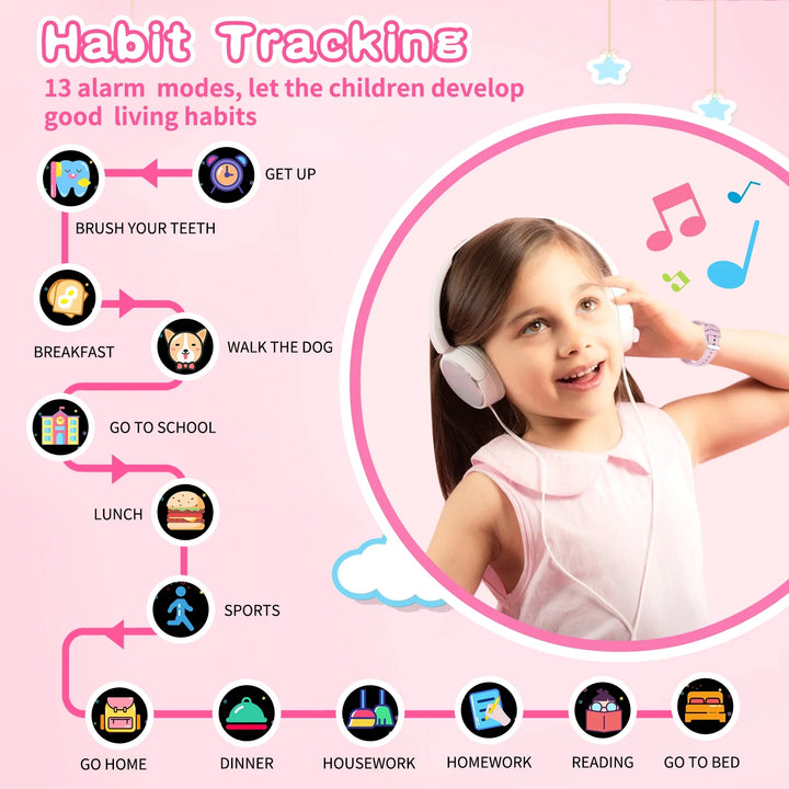 Vakzovy Kids Smart Watch Gift for Age 5-12, 26 Games HD Touch Screen Kids Watches with Video Camera Music Player Pedometer Flashlight Educational Toys Birthday Gifts for Girls Boys Ages