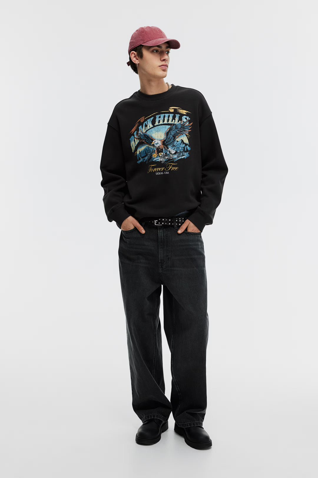 H&M Loose Fit Printed Sweatshirt