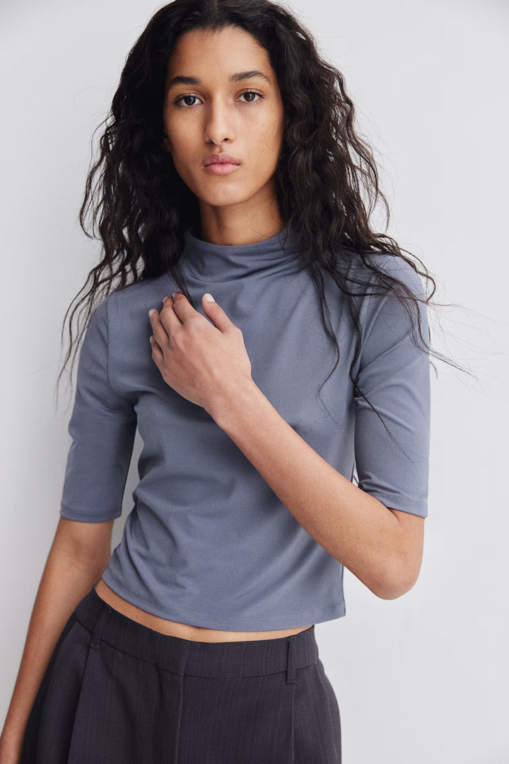 H&M Microfiber Mock Turtleneck Top