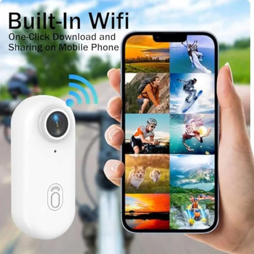 ‎HONGYUE Gosnap - Go Snap Camera, Go Snap Body Cam, Gosnap - Thumb Camera, HD 1080P/4K Pocket Action Cam, Wearable Necklace with 360° RotationSpring Clip, Mount Anywhere, Hands-Free POV Recording (White-1080P)