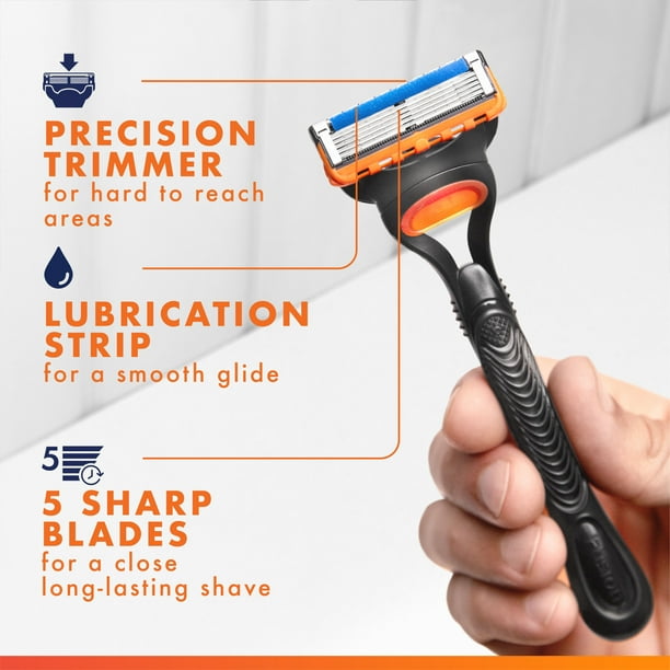 Gillette Fusion5 Shaving Razor for Men, 1 Razor Handle, 2 Razor Blade Refills, with Lubrication Strip and Precision Trimmer for Men, 1CT
