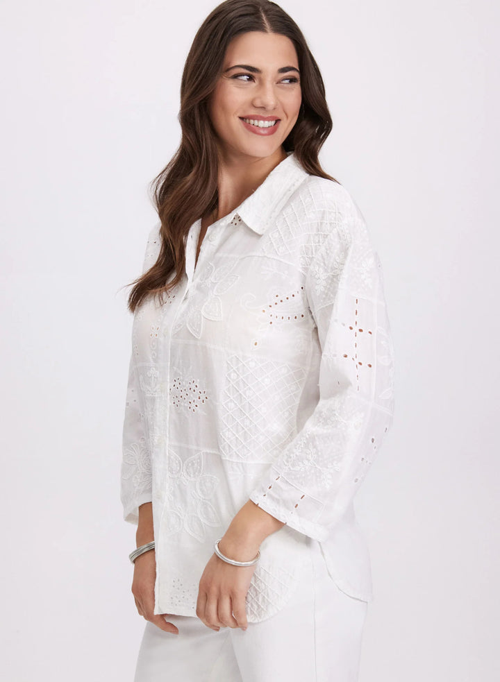 LAURA Embroidered Button-Down Blouse