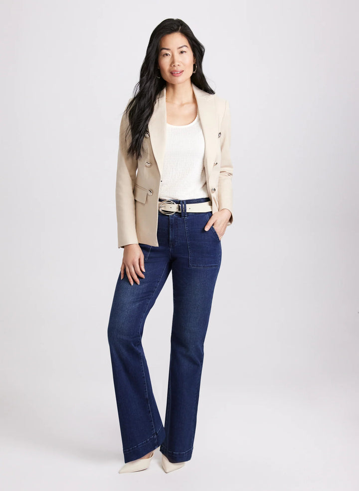 LAURA Contrast Stitch Denim Blazer