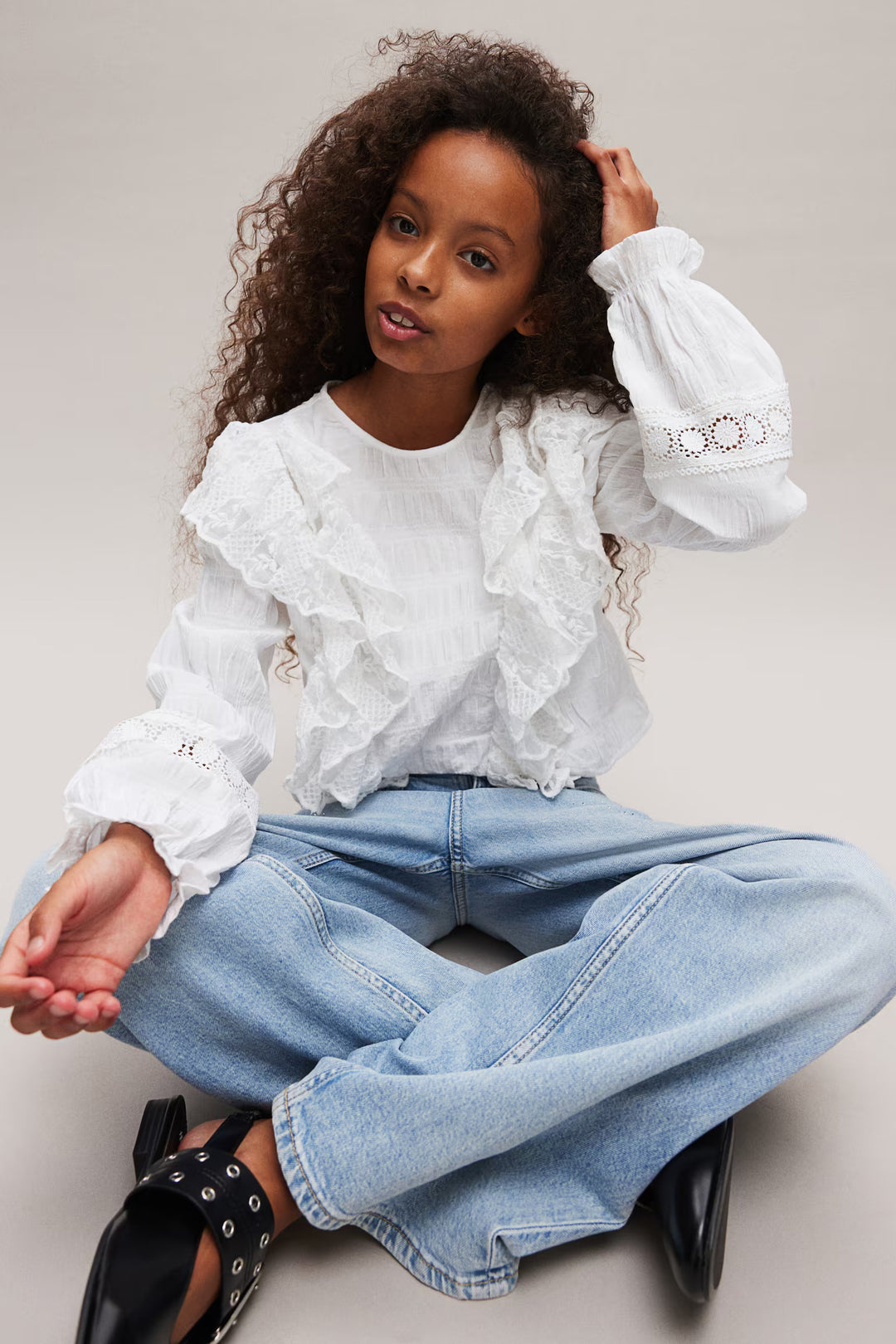 H&M Lace-Flounced Blouse