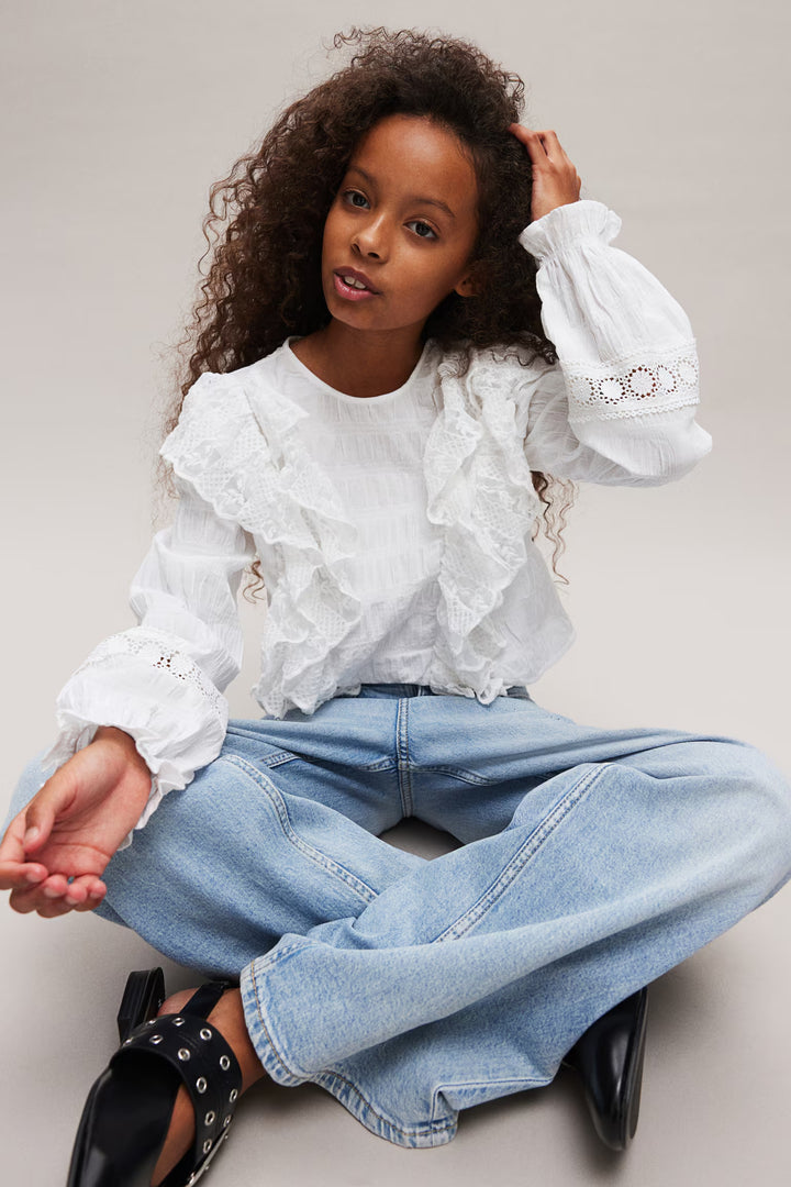 H&M Lace-Flounced Blouse