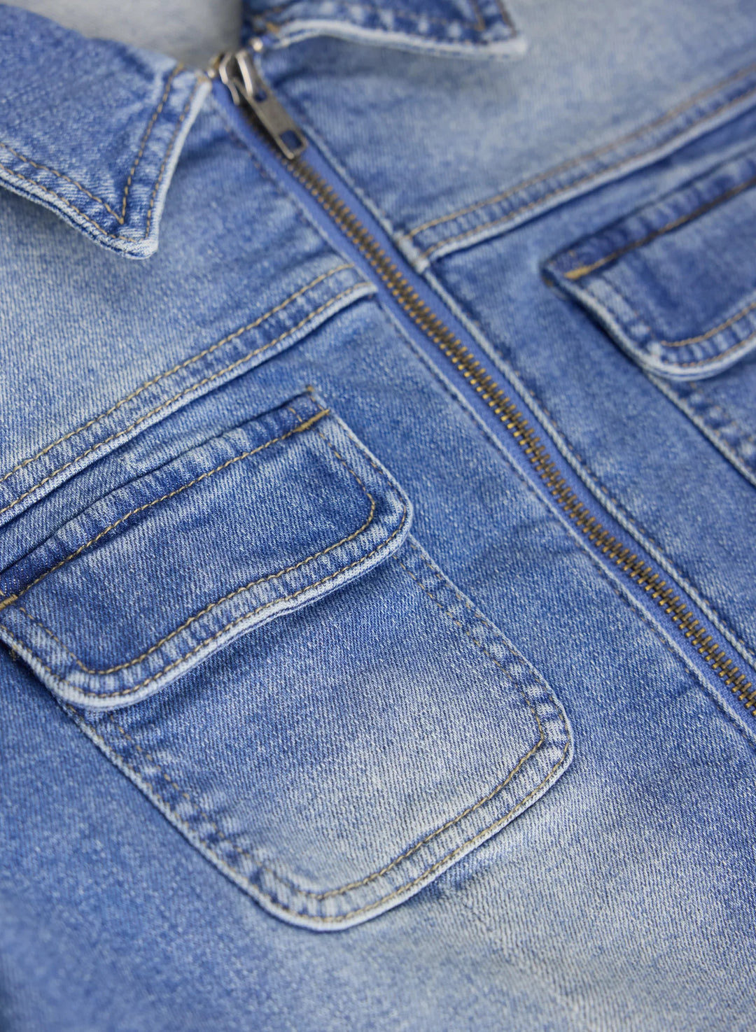 LAURA Zip-Front Denim Jacket