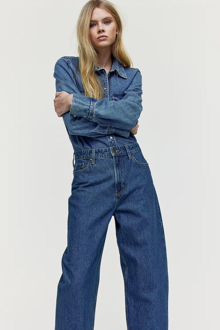 H&M High Rise Barrel Leg Jeans