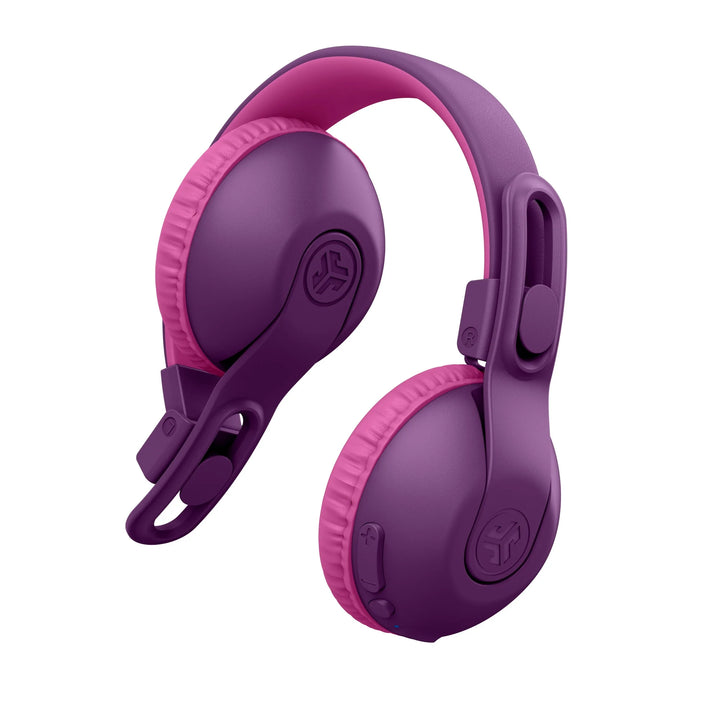 JLab JBuddies Studio 2 On-Ear Kids Wireless Headphones, Purple/Pink, Volume Safe, Folding, Adjustable, Noise Isolation, Mic