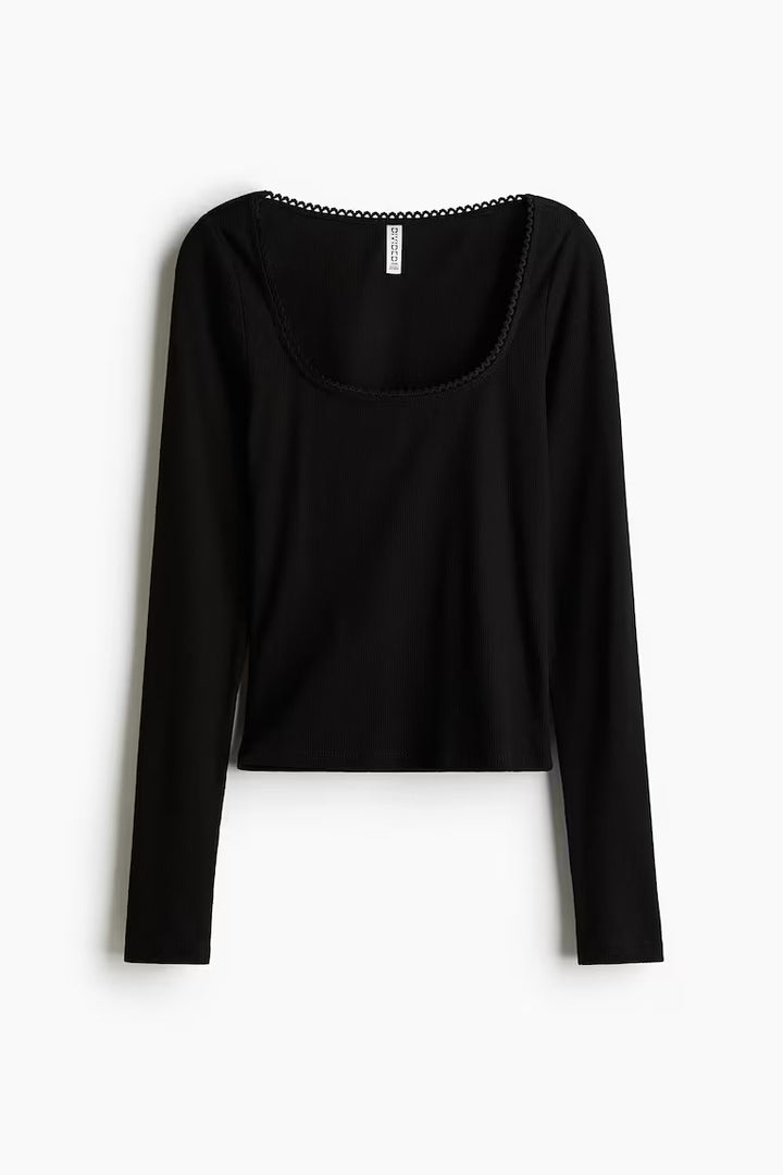 H&M Picot-Trimmed Cotton Top