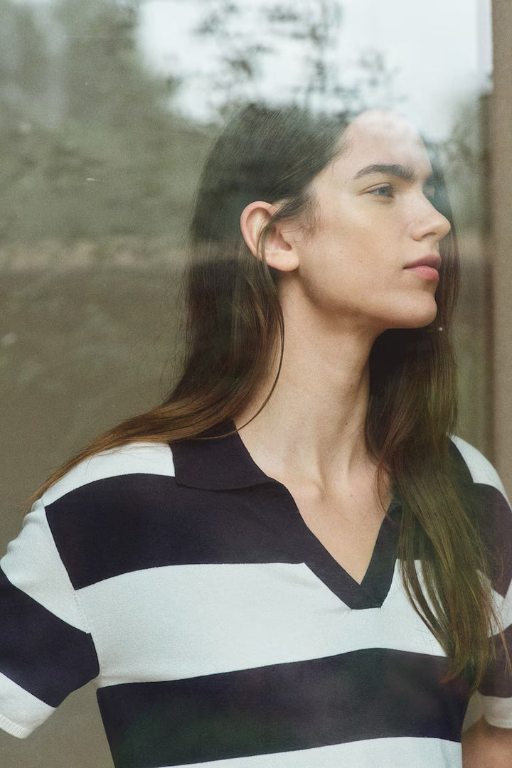H&M Oversized Fine-Knit Polo Shirt