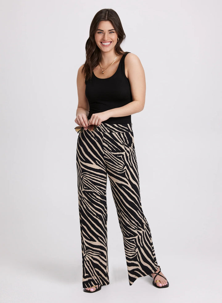 LAURA Olivia Zebra Print Wide-Leg Pants