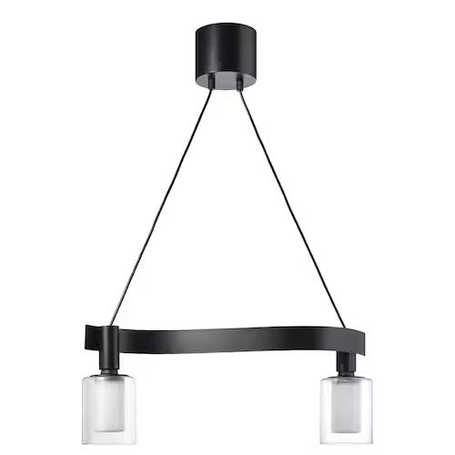 IKEA ACKJA / MOLNART Pendant lamp with LED bulb, wave shaped black/cylinder stripe