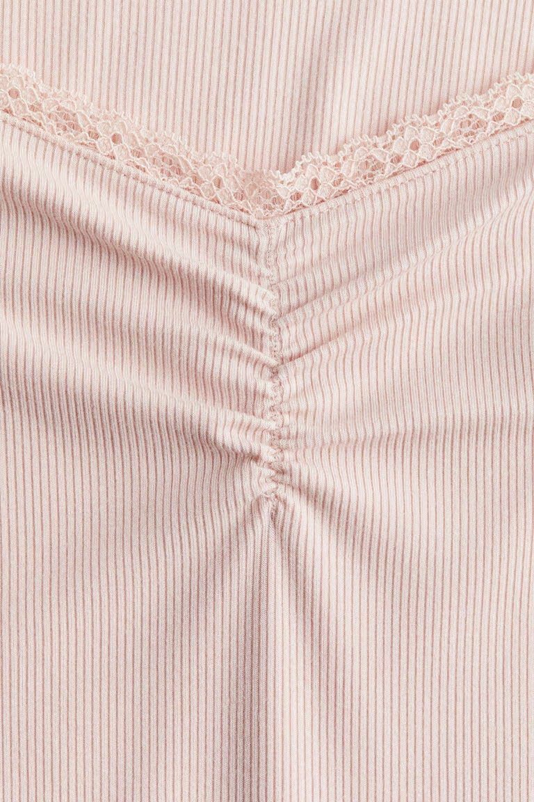 H&M LACE-TRIMMED RIBBED TOP