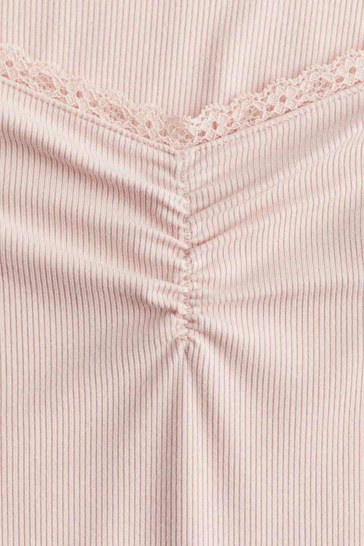 H&M LACE-TRIMMED RIBBED TOP