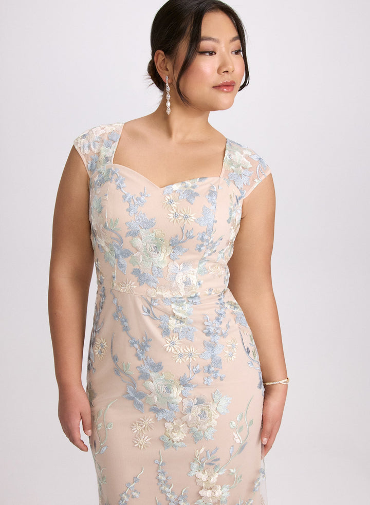 LAURA Floral Embroidered Tulle Dress