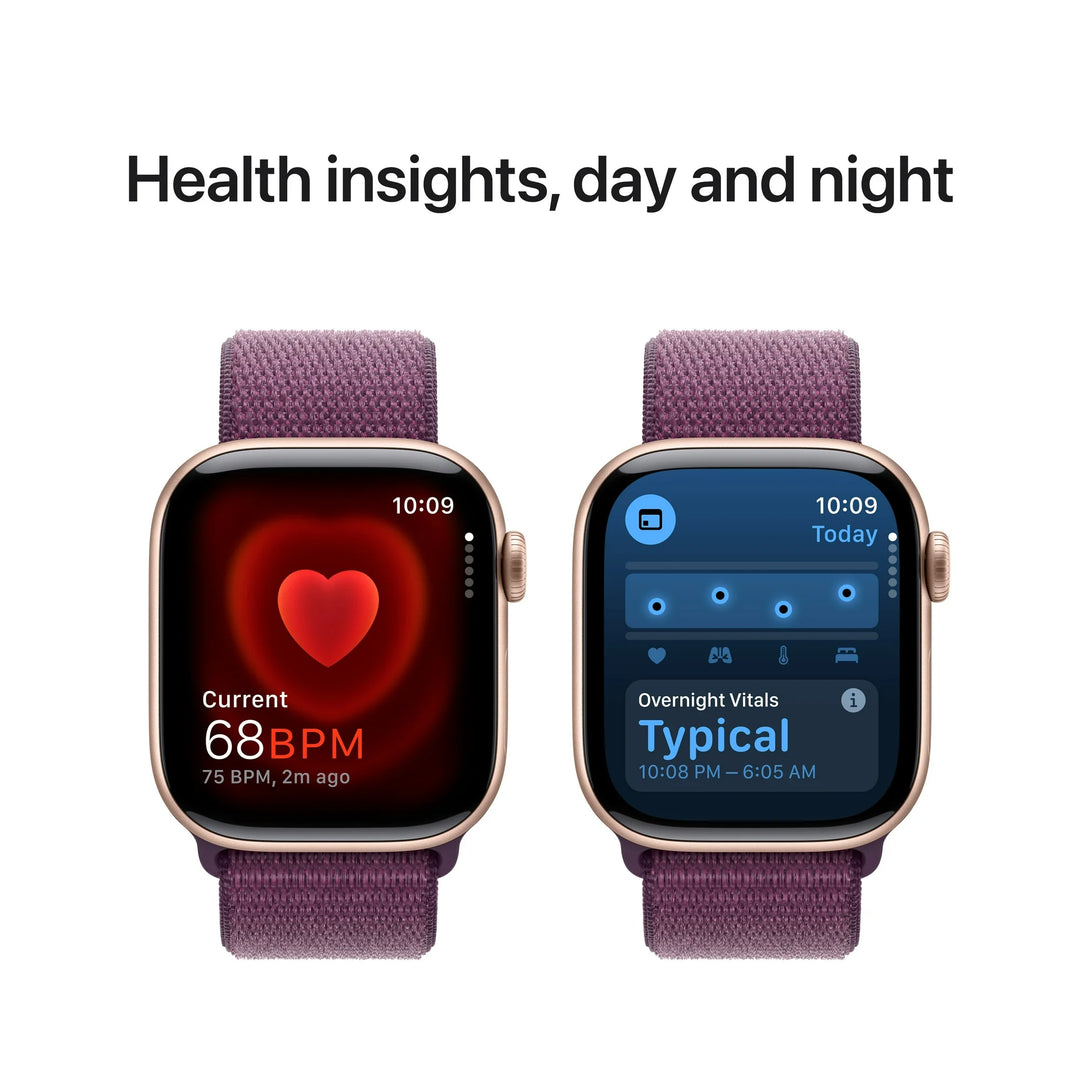 Apple Watch Series 10 GPS + Cellular 46mm Rose Gold Aluminum Case with Plum Sport Loop