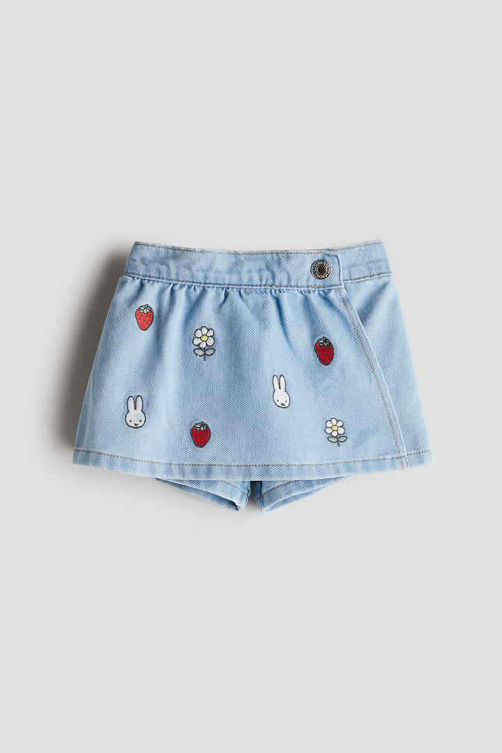 H&M Embroidered-Detail Denim Skort