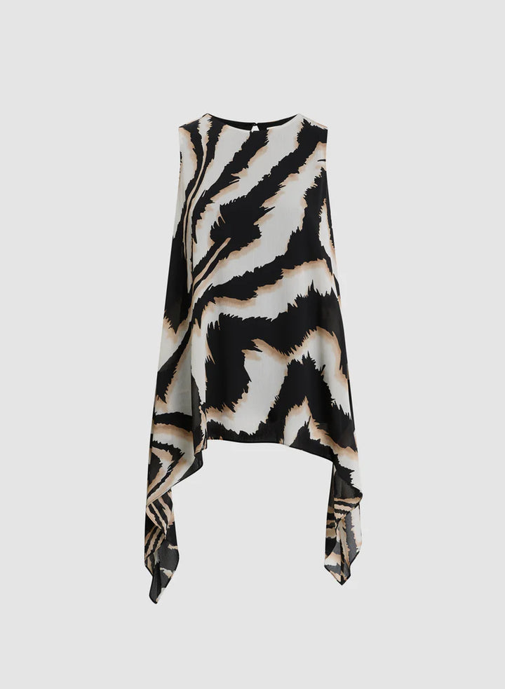 LAURA Zebra Print Asymmetric Blouse