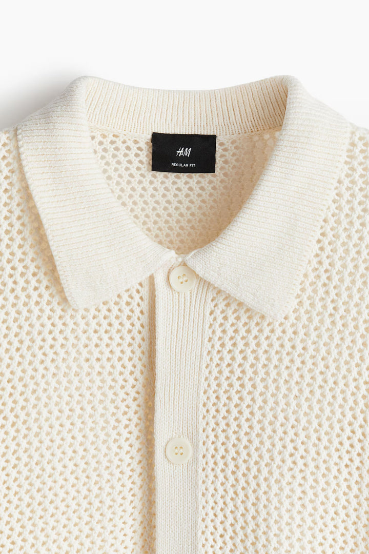 H&M Regular Fit Pointelle-Knit Shirt