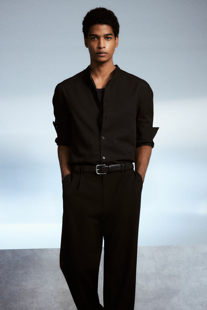 H&M Regular Fit Band-Collar Shirt