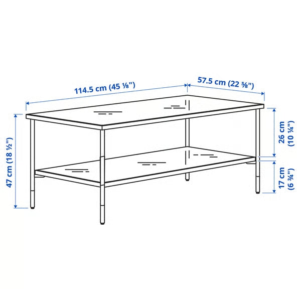 IKEA ÄSPERÖD Coffee table, black/glass black, 45 1/4x22 7/8 "