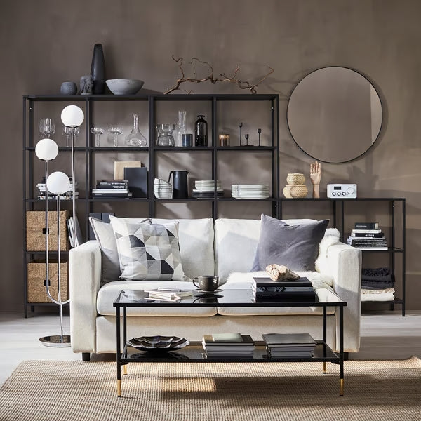 IKEA ÄSPERÖD Coffee table, black/glass black, 45 1/4x22 7/8 "