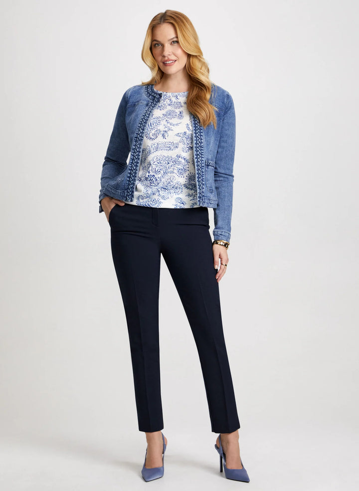 LAURA Braid Trim Denim Jacket