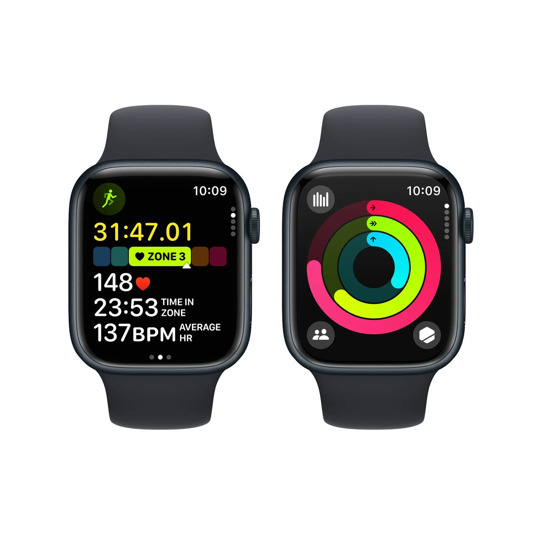 Apple Watch Series 9 [GPS 45mm] Smartwatch with Midnight Aluminum Case and Midnight Sport Band - M/L. Fitness Tracker, ECG Apps, Always-On Retina Display, Water Resistant