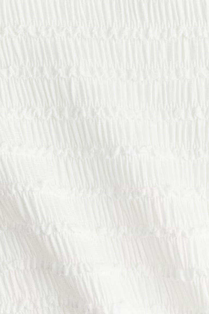 H&M SMOCKED TOP WITH OVERLOCKED TRIM