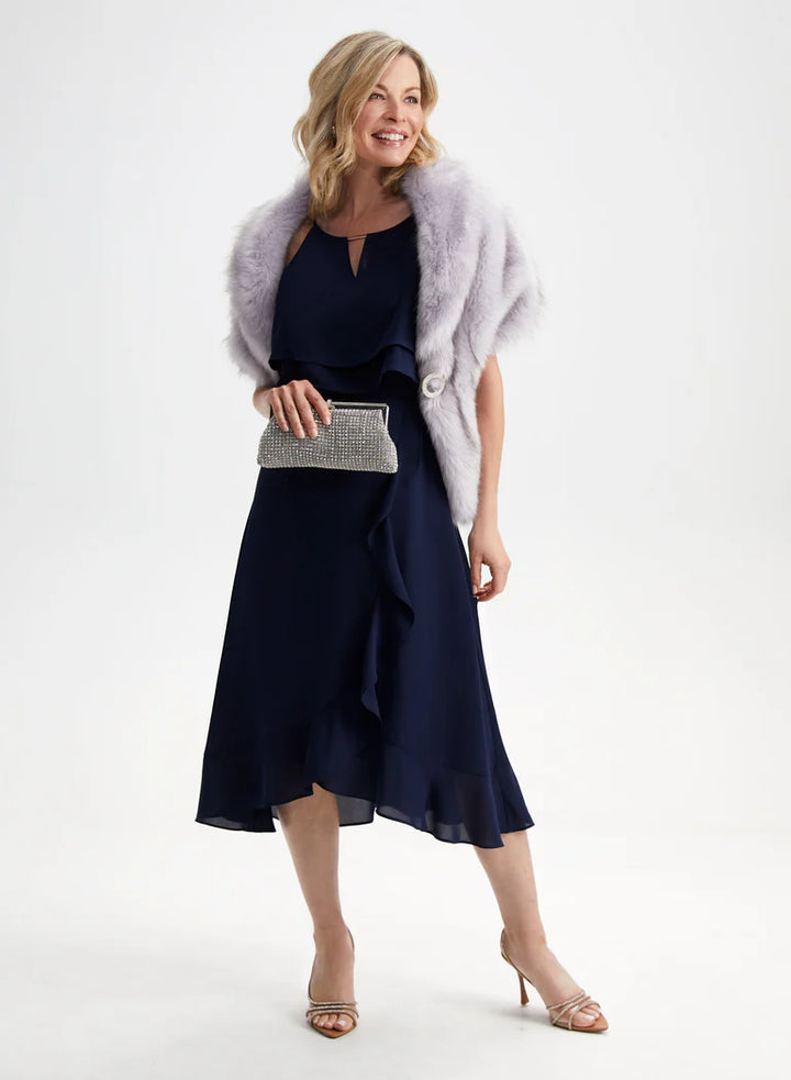 LAURA Rhinestone Clip Faux Fur Stole