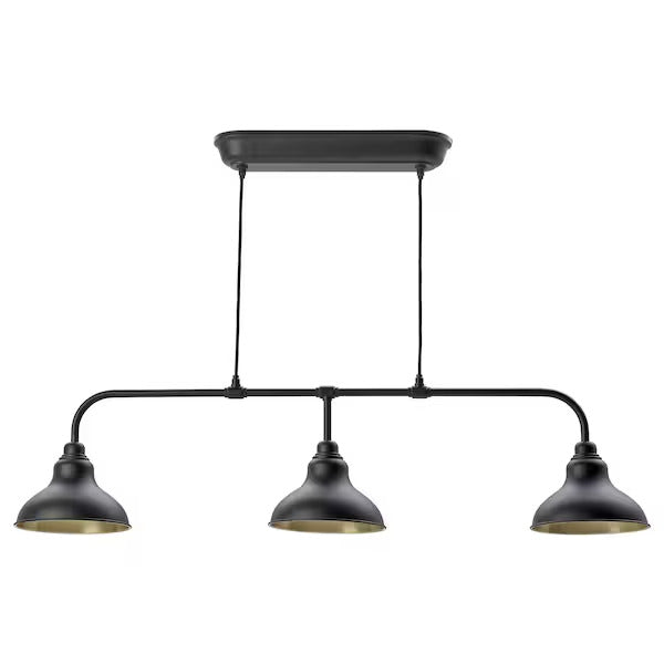 IKEA  AGUNNARYD Pendant lamp with 3 lamps, black, 48 "